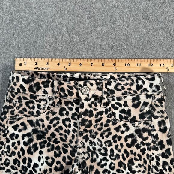 Express Shortie Mid Rise Shorts Leopard Size 00 Stretch Supersoft Cut Off - Picture 3 of 7